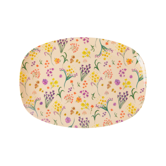 Rectangle Melamine Wild Flower Plate by Rice