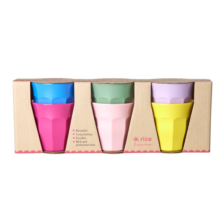 Melamine Medium Cups by Rice in Assorted SS23 Colours - set of 6