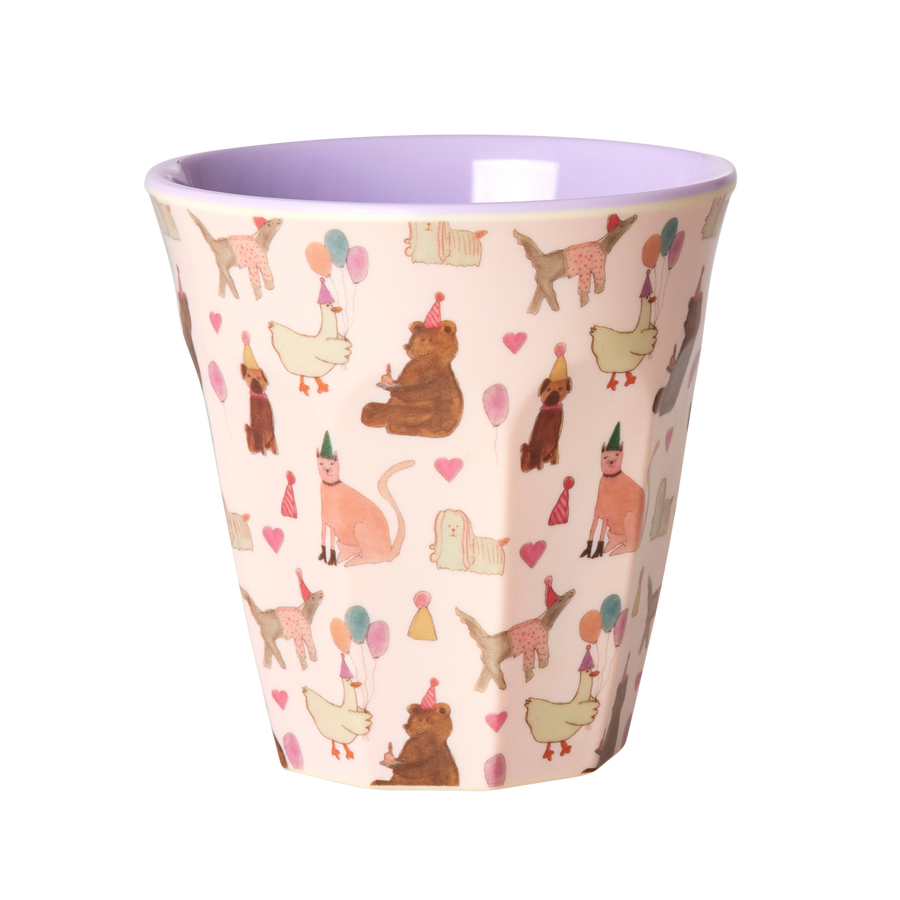Melamine Medium Cup by Rice with Animal Lavender Print