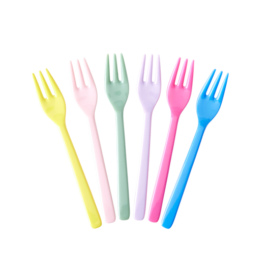 Melamine Cake Fork by Rice in Assorted SS23 Colours - Bundle of 6