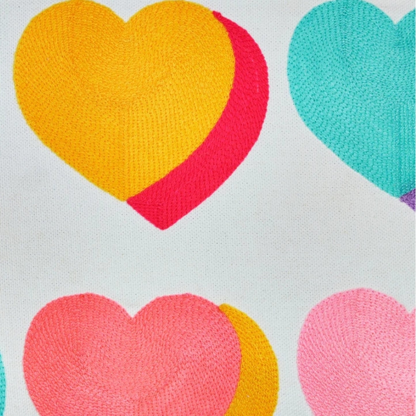 Letterpop Hearts Embroidered Cushion Multicoloured