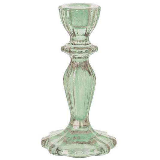 Green Glass Candle Stick Holder