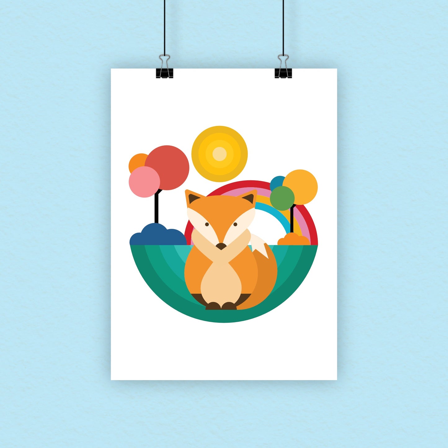 Colourful Fox A4 Print
