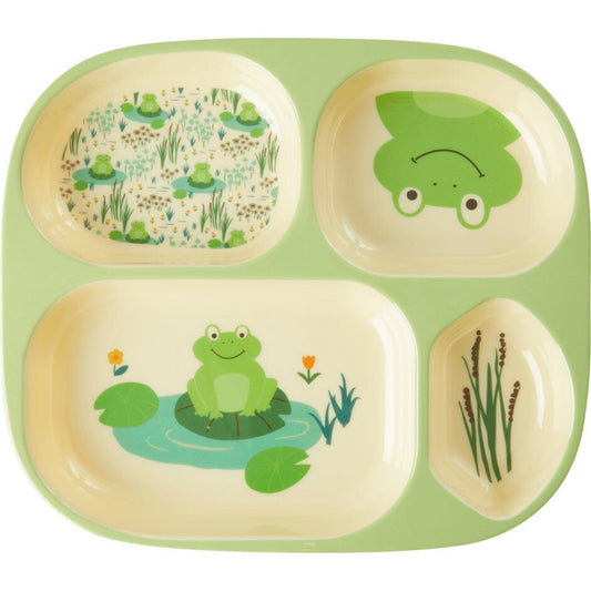 Melamine Kids 4 Room Plate with Frog Print